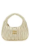Miu Miu Gold Nappa Leather Wander Handbag In Multi
