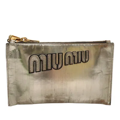 Pre-owned Miu Miu Gold Patent Leather Clutch Bag ()