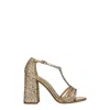 Miu Miu Embellished Leather Sandals In Gold