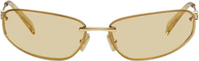 Miu Miu Gold Rimless Metal Oval Sunglasses