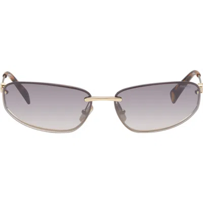 Miu Miu Gold Rimless Metal Oval Sunglasses