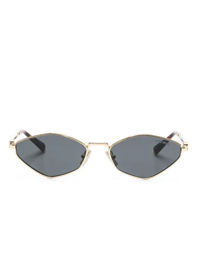 Miu Miu Gold-tone Miu Regard Geometric-frame Sunglasses