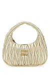 Miu Miu Gold Nappa Leather Wander Handbag In Gold