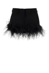 Miu Miu Feather-trimmed Grain De Poudre Miniskirt