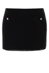 Miu Miu Sequin-trim Knitted Miniskirt In Black