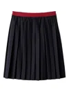 Miu Miu Pleated Pinstripe Midi Skirt In Black