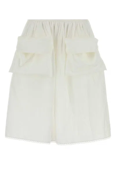 Miu Miu Cargo Skirt In Cotton And Linen In Neutral