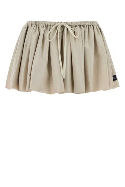 Miu Miu Jacquard Pleated Mini Skirt Casual Style In Neutral