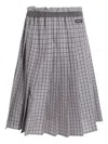 Miu Miu Women Tartan Midi Skirt In Multi