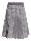 Miu Miu Women Tartan Midi Skirt In Multi