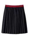 Miu Miu Pleated Pinstripe Midi Skirt In Black