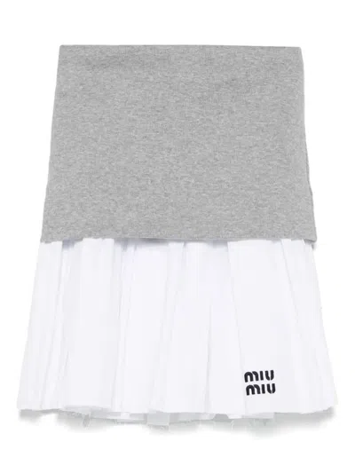 Miu Miu Gonne Jersey+popeline In Multi