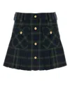 Miu Miu Women Embroidered Wool Mini Skirt In Militare