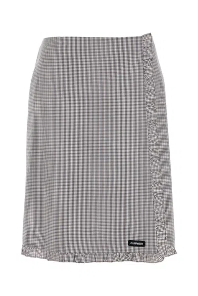 Miu Miu Embroidered Cotton A-line Skirt In Multi