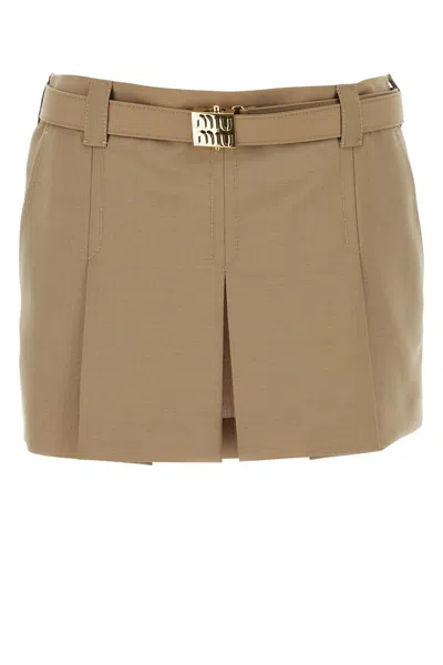 MIU MIU CAMEL MOHAIR BLEND MINI SKIRT