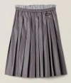 Miu Miu Mid-length Pleated Skirt Elastic Waistband In Gray