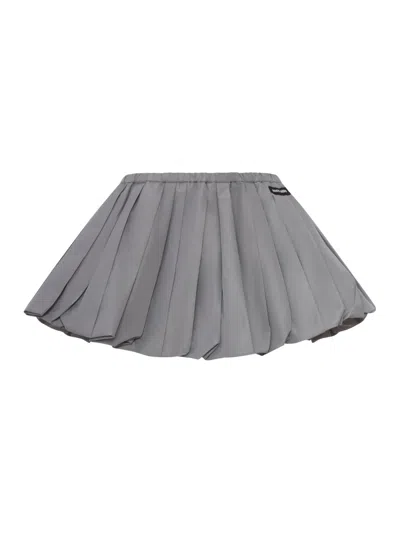 Miu Miu Grey Pleated Mini Skirt In Gray