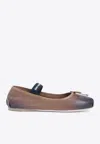 Miu Miu Gradient Brown Lamb Leather Ballet Flats With Bow Detail In Multi