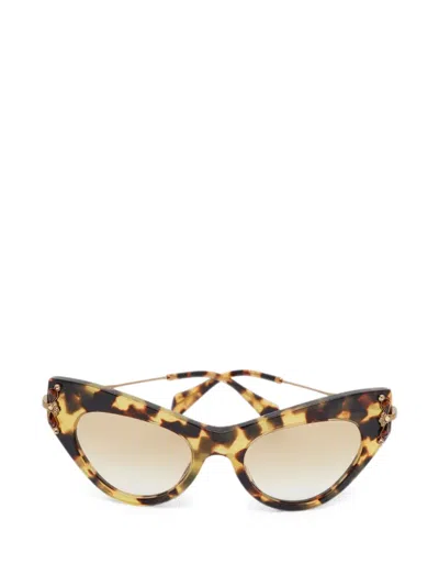 Pre-owned Miu Miu Gradient Embellished Cat-eye Sunglasses In Brown