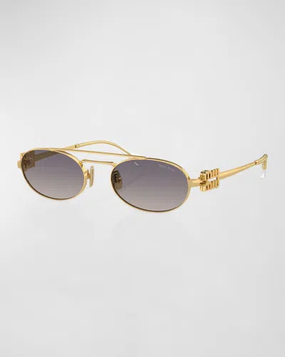 Miu Miu Oro Metal Sunglasses In Gold