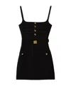 Miu Miu Square-neck Buckled Body-con Mini Dress In Black