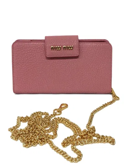 Miu Miu Grainy-leather Phone Case In Pink