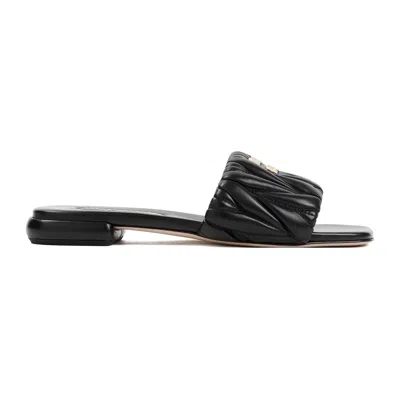 Miu Miu Logo Slide Sandals In Black