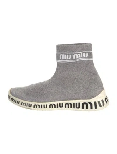Pre-owned Miu Miu Graphic Print Sock Sneakers
