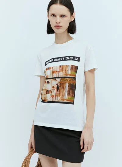 Miu Miu Graphic Print T-shirt In Metallic