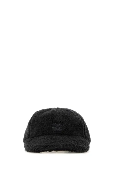 Miu Miu Charcoal Pile Baseball Cap In Gray