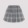 Miu Miu Gray Checkered Cotton Midi Skirt In Blue