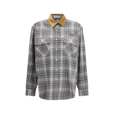 Miu Miu Gray Cotton Pattern Shirt