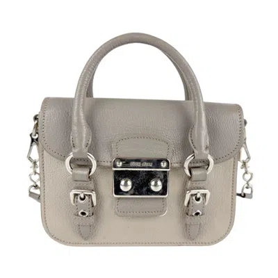 Pre-owned Miu Miu Gray Leather Handbag Shoulder Bag ()
