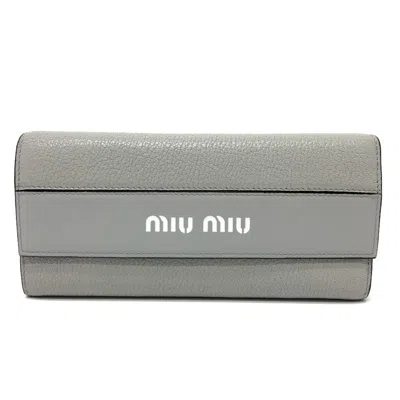 Pre-owned Miu Miu Gray Leather Long Wallet (bi-fold) ()