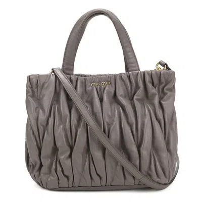 Pre-owned Miu Miu Gray Leather Tote Bag ()