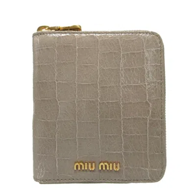 Pre-owned Miu Miu Gray Leather Wallet (bi-fold) ()