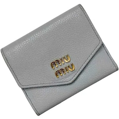 Pre-owned Miu Miu Gray Leather Wallet (tri-fold) ()