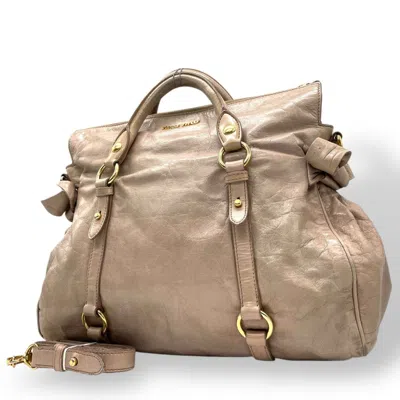Pre-owned Miu Miu Gray Pink Leather Handbag Shoulder Bag ()