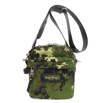 Pre-owned Miu Miu Green Canvas Shoulder Bag ()
