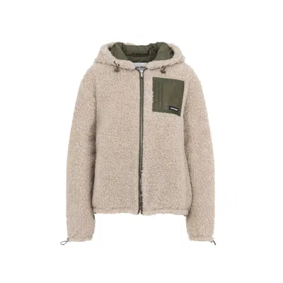 Miu Miu Green Hooded Jacket In Brown
