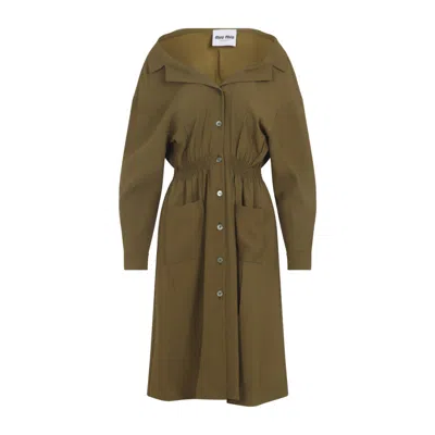 Miu Miu Green Mimetic Dress In Brown