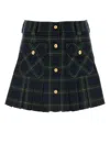 Miu Miu Women Embroidered Wool Mini Skirt In Green