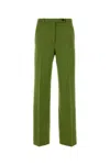 Miu Miu Stretch Viscose Blend Trousers Featuring Pockets In Green