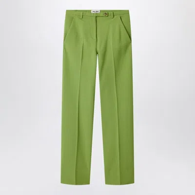Miu Miu Green Trousers In Knit Fabric Stitch