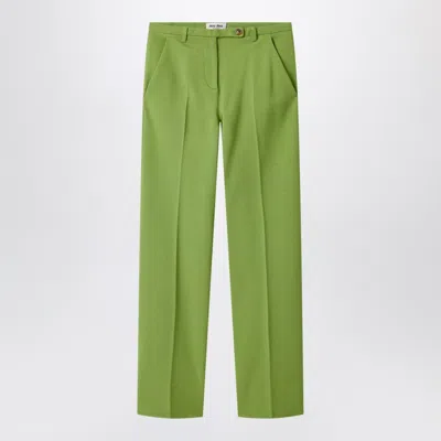 Miu Miu Green Trousers In Knit Fabric Stitch In Multi