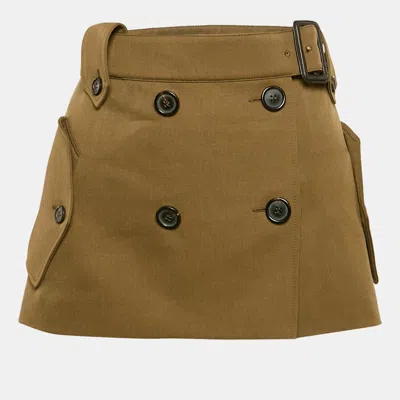 Pre-owned Miu Miu Green Wool Button Detail Mini Skirt S