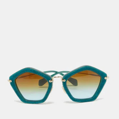 Pre-owned Miu Miu Green/brown Gradient Smu 060 Cat Eye Sunglasses