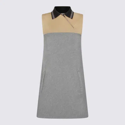 Miu Miu Grey And Camel Dress In Silver