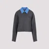 Miu Miu Logo Zip-up Jacket In Dark Grey