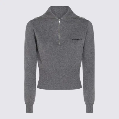 MIU MIU GREY CASHMERE KNITWEAR